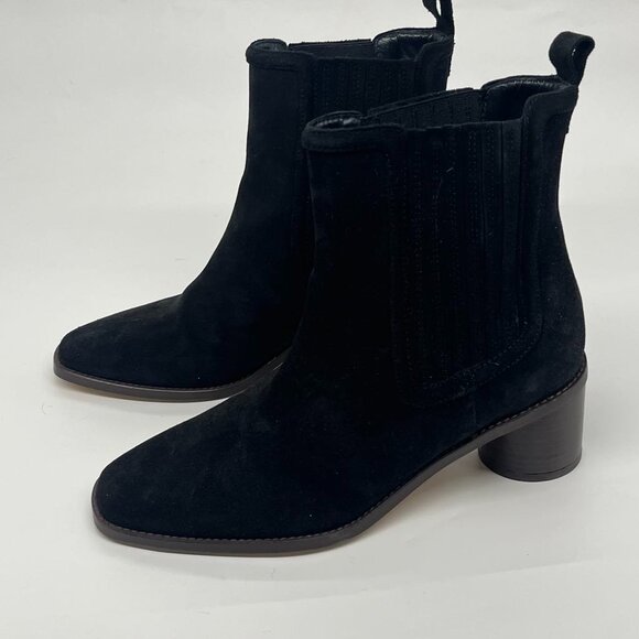 Boden Round Heel Black Suede Chelsea Boots Size 39 8.5 NIB - Picture 5 of 6